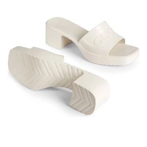 Rubber Logo Platform Slide Sandal